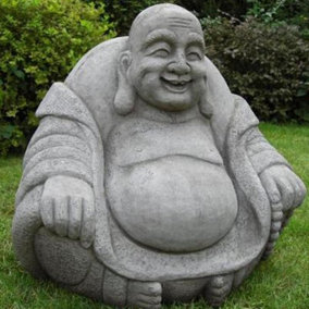 Large Stone Cast Laughing Fat Buddha Ornament