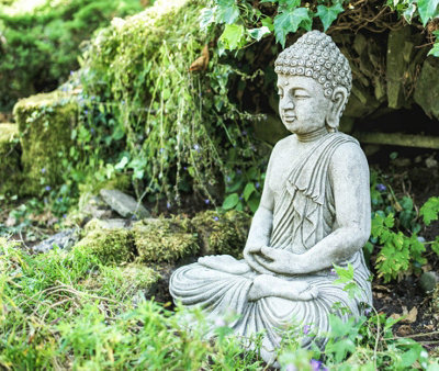 Large Stone Cast Meditating Buddha Ornament