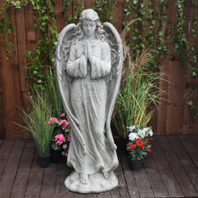 Large Stone Cast Praying Angel Memorial Statue