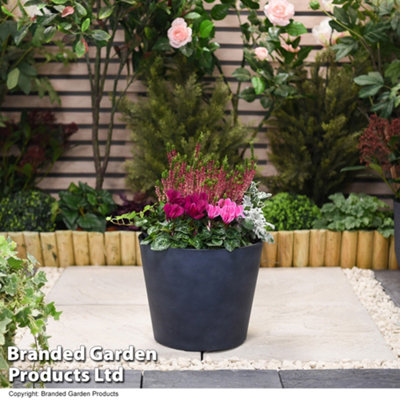 Large Stone Effect Planter Garden Patio 30.5cm Plastic (x2)