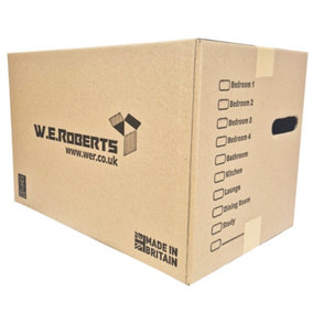 Large Strong Cardboard House Moving packing boxes for moving house, Removal Packing boxes with handholes and Room List (Pack of 5)