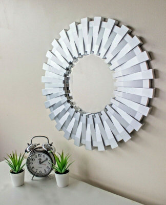 Large Sunburst Hanging Silver Mirror