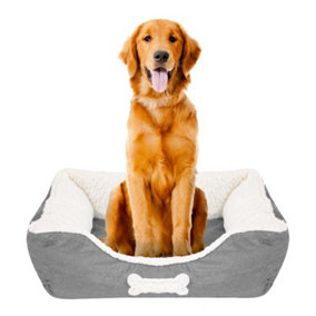 Large Super Soft Grey Pet Bed Padded Comforting Puppy Dog Separation Anxiety