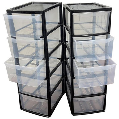 Large Tall Black 5 Drawer Storage Tower Unit For Home Office & Schools
