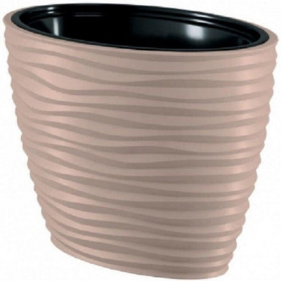 Large Tall Plant Pot Oval Ellipse Dunes Flower Indoor Garden Patio Planter Taupe 40cm