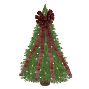 Large Tartan Christmas Tree Topper Bow Traditional Fabric Tartan Bow 33cmx127cm