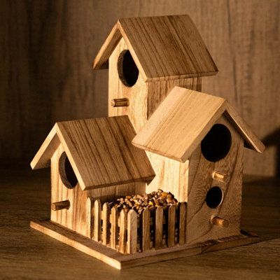 Large Three Door Decorative Bird House Predator Proof Bird Nesting Box - 7