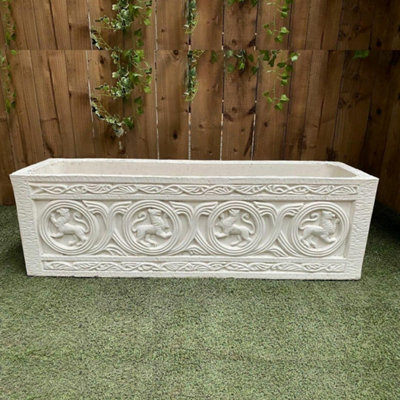 Large Tiger Design White Stone Planter Trough | DIY at B&Q