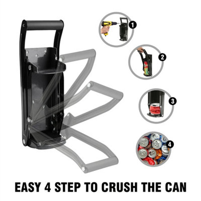LARGE TIN CAN CRUSHER WALL MOUNTED RECYCLING BOTTLE TOOL OPENER