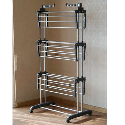 Large Tower Clothes Airer 3 Tier Folding Drying Rack Towel Dryer ...