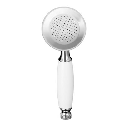 Large Traditional Hand Held Bathroom Shower Handset with Chrome Head & Ceramic Handle