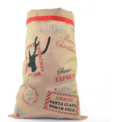 Large Traditional Vintage Hessian Santa Sack Stocking Airmail Christmas Gifts Bag Price Comparisons | Compare The Build