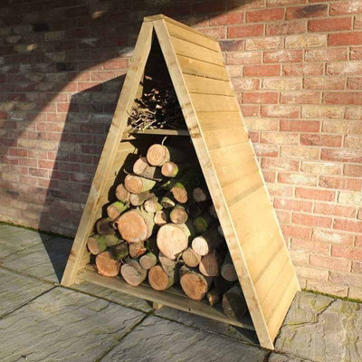 Large Triangular 3' 11" x 2' Overlap Pressure Treated Log Store - 3