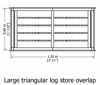 Large Triangular 3' 11" x 2' Overlap Pressure Treated Log Store - 5