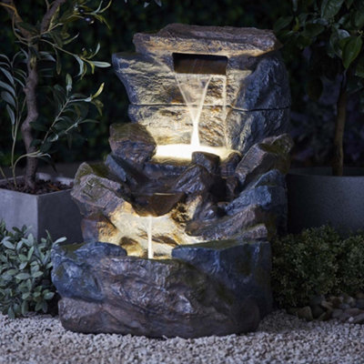 Large Tumbling Rock Wall Water Feature, Outdoor Self Contained ...