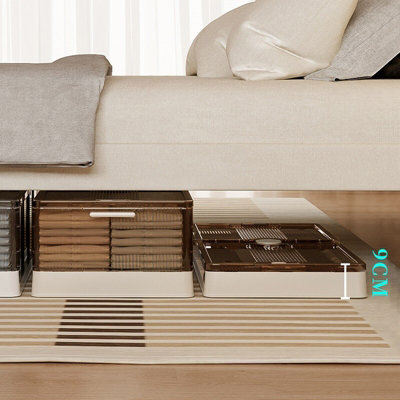 Large Under Bed Storage Boxes Slim Organiser Box Wheels Slide Out ...