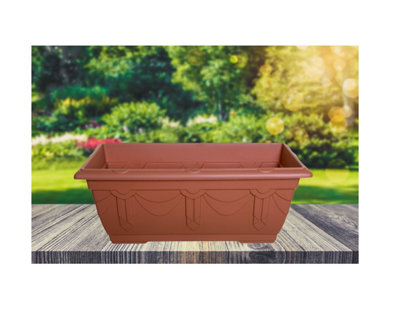 Large Venetian Patio Planter Trough Plant Pot 60cm Plastic Terracotta Colour Pot