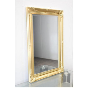 Large Vintage Gold Ornate Leaner Wall Hanging Mirror