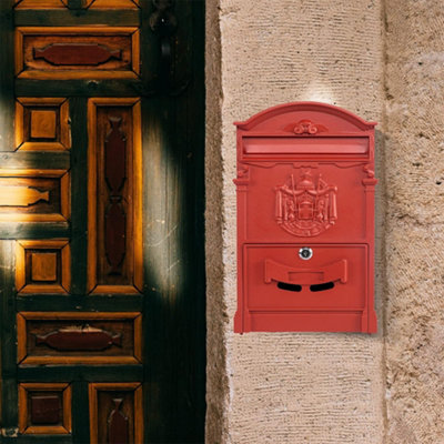 Large Vintage Outdoor Lockable Letter Post Box Mailbox Wall Mounted ...