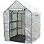 Large Walk In Greenhouse with PE Cover, 3 Tier with 12 Shelves, Roll Up Door & Netted Windows for Temperature Control