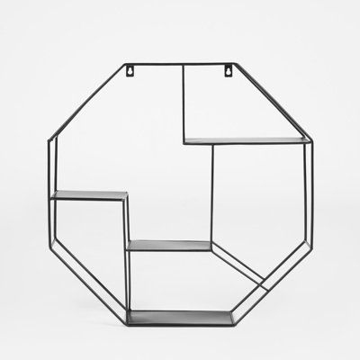 Large Wall Shelf Hexagon Iron Storage Organiser Shelves Rack Decorative ...