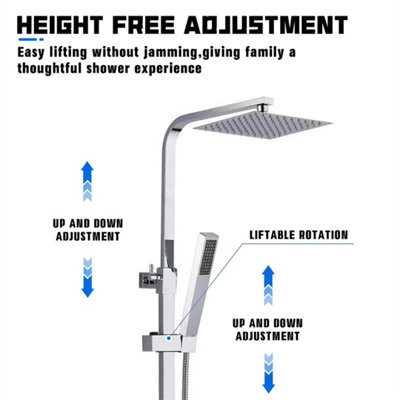 Large Waterfall Chrome Square Dual Shower Head Riser Rail Luxury ...