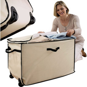 Large Wheeled Storage Bag - 45 x 72 x 37cm Lightweight & Portable Polyester Storage Box with Wheels & Carry Handles
