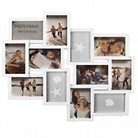 Large White Embossed Wall Hanging Photo Frame 12 Multi Picture Holder Aperture
