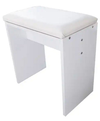 Large White Gloss Dressing Table With LED light Bulbs and Stool