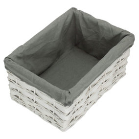 Large White Grey LinedScandi Storage Basket With Grey Lining