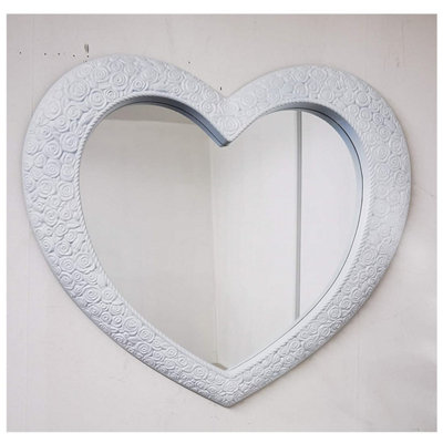 Large White Heart Mirror Antique Style