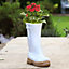Large White Wellington Garden Boots Planter