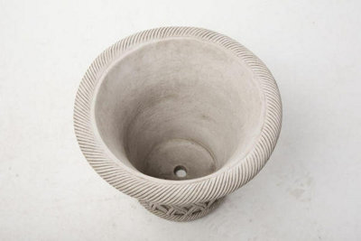 Large Wicker Pattern Stone Plant Pot