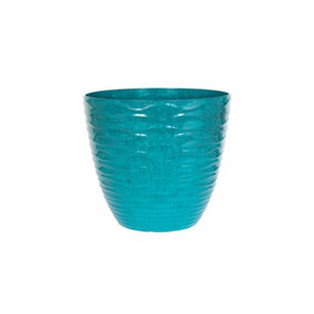 Large Windermere Plant Pot - Plastic - L38 x W38 x H33 cm - Teal