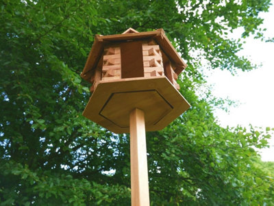 Large Wooden Bird House Feeder Gazebo Free-Standing Feeding Station Garden Decor - 4