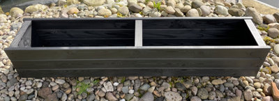 Large Wooden Black Trough Planter Garden Rectangular Window Box Fully Assembled 1100mm - 5