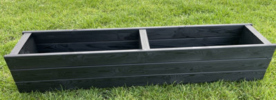 Large Wooden Black Trough Planter Garden Rectangular Window Box Fully Assembled 1100mm - 6