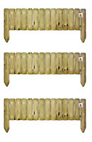 Large Wooden Garden Fixed Panels Log Roll Border Lawn Edging 300mm high Pack of 3