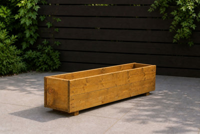 希少 large wooden pot Large Wooden Garden Planter Decking Pot Tan BrownTrough 90 cm