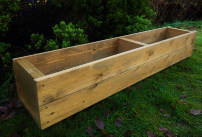 Large Wooden Garden Planter Decking Tub Pot Tan Trough 1300mm Wide