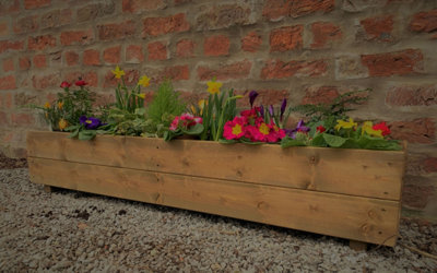 Large Wooden Garden Planter Decking Tub Pot Tan Trough 1300mm Wide - 3