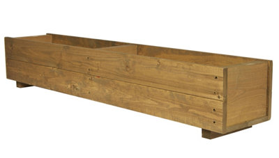 Large Wooden Garden Planter Decking Tub Pot Tan Trough 1300mm Wide - 4