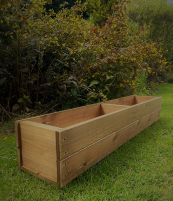 Large Wooden Garden Planter Decking Tub Tan Trough  120 cm 4ft