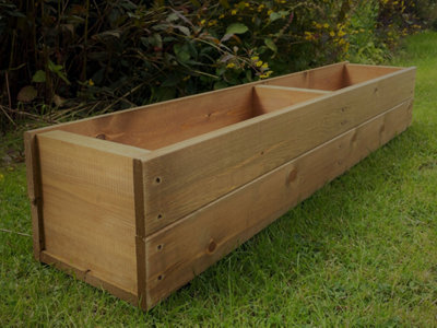 Large Wooden Garden Planter Decking Tub Tan Trough  120 cm 4ft