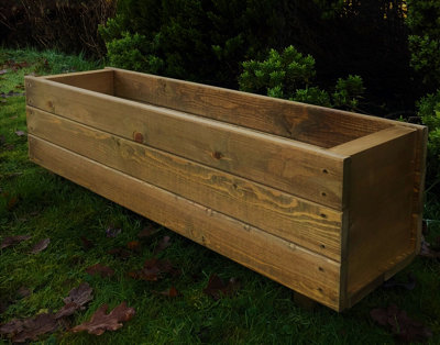 Large Wooden Garden Planter Trough Outdoor Veg Pot Boxes 900mm wide