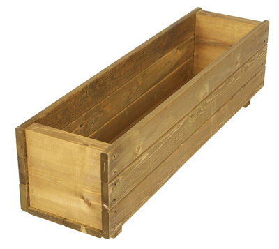 Large Wooden Garden Planter Trough Outdoor Veg Pot Boxes 900mm wide - 3