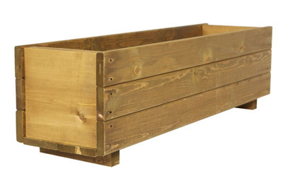 Large Wooden Garden Planter Trough Outdoor Veg Pot Boxes 900mm wide - 4