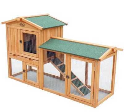 Large Wooden Hutch for Pet Rabbit Hutch Bunny Guinea Pig Ferret Run 2 Tier Wood House Cage Pen