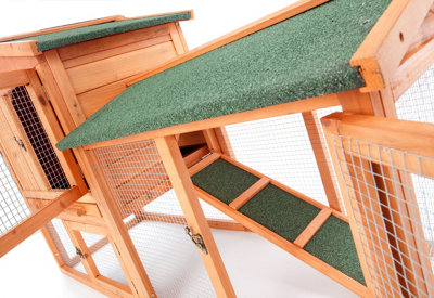 Large Wooden Hutch for Pet Rabbit Hutch Bunny Guinea Pig Ferret Run 2 Tier Wood House Cage Pen - 5