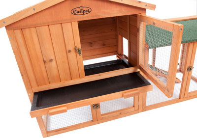 Large Wooden Hutch for Pet Rabbit Hutch Bunny Guinea Pig Ferret Run 2 Tier Wood House Cage Pen - 6